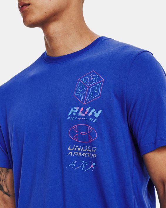 Men's UA Run Anywhere T-Shirt in Blue image number 3